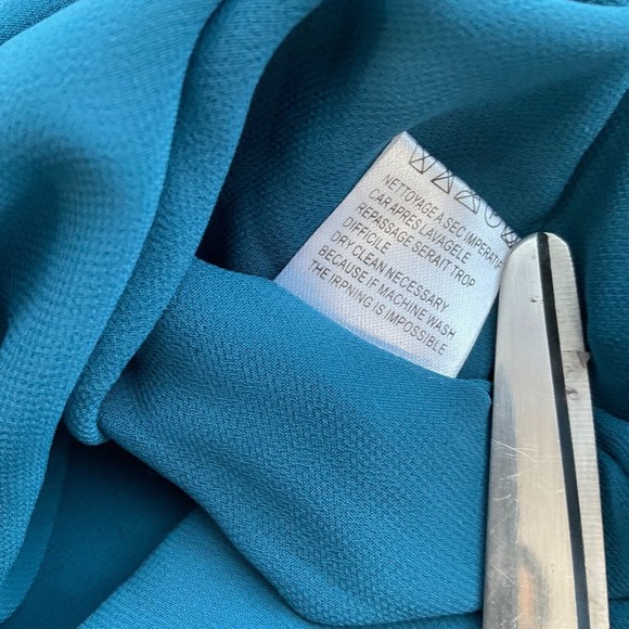 Eley Kishimoto Dress Women Size 4 Teal Blue Silk Sheer Lined Elastic Waist - Picture 13 of 14